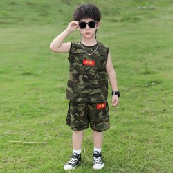 儿童迷彩服背心套装男童夏令营特种兵童装警官服小学生军训演出服