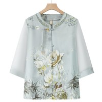 移动端：新中式奶奶夏季衣服新款老年人女装夏装气质妈妈国风上衣老人衬衫