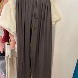 天丝抖抖裤女韩系2026夏季新款高腰抽绳凉凉裤休闲直筒阔腿拖地裤