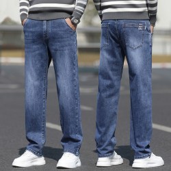牛仔裤男款弹力宽松直筒休闲长裤夏季薄款百搭男装水洗做旧裤子男