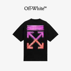 OFF-WHITE 中长款短袖T恤半袖男士高端纯棉夏季t恤衫潮流休闲 黑色 S