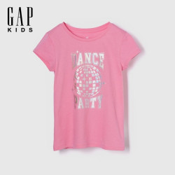 Gap 女童春款印花logo纯棉短袖T恤