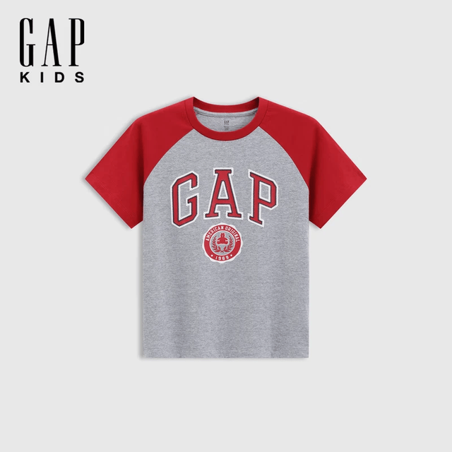 Gap 男童春款印花logo撞色插肩短袖
