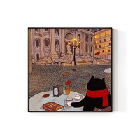 复古卡通猫咪装饰画