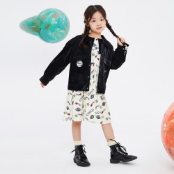美特斯邦威 童装女童星球皮衣夹克秋冬新款儿童时尚