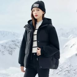 雪中飞 女士羽绒服冬季羽绒衣外套 黑色 M (165)