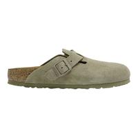 BIRKENSTOCK 1025844 牛皮绒面革 Boston包头拖鞋 卡其绿窄版35