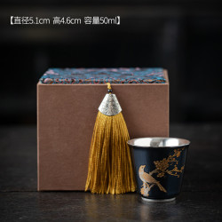 艾格辰 喜上眉梢鎏银茶杯陶瓷小杯