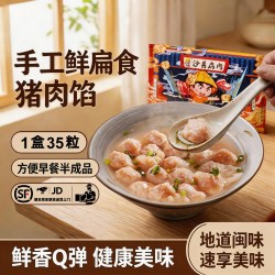 闽臻 发2送1闽臻沙县扁肉馄饨70粒手工鲜扁食云吞速食早餐猪肉馅