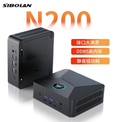 斯波兰 N200迷你主机N305mini小主机台式电脑微型6600H超小型便携式nas准系统娱乐办公家用静音低功耗minipc
