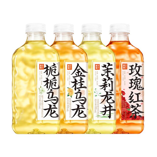无糖更健康、今日必买：果子熟了 无糖茶饮 金桂乌龙茉莉玫瑰茶饮 混合口味 970ml×5瓶