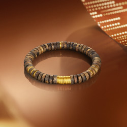 周六福 黄景瑜同款 五帝钱黄金沉香手串七夕礼物A1922233 约1.6g 20cm