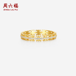 周六福 戒指几何指环手饰S925银 J0214470 12号七夕礼物