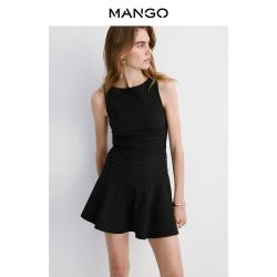 MANGO 女装连衣裙2026秋装新款圆领无袖小黑裙A字连衣裙 黑色