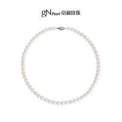 京润珍珠 韶真925银淡水珍珠项链 圆形强光 5-6mm 45cm