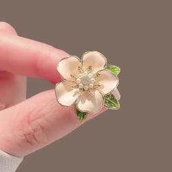 花饰庄园 防走光山茶花新款花朵感胸针可爱日系别针栀子花胸花配饰 三瓣草栀子花胸针