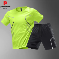 皮尔·卡丹 男士短袖短裤速干运动服套装