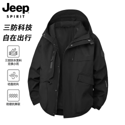 JEEP SPIRIT 吉普 男女款户外冲锋衣 黑色