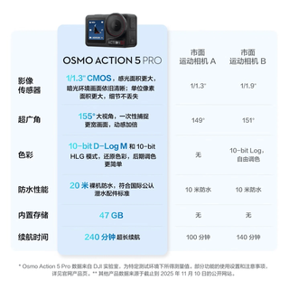 大疆 Osmo Action 5 Pro 4K运动相机 第一人称拍摄套餐+256G 两年随心换