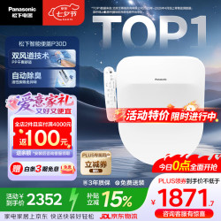 Panasonic D型智能马桶盖 双风道烘干 自动除臭全功能P30D型号