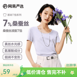 网易严选 男式桑蚕丝U领短袖凉感T恤液氨处理轻柔质感 桑蚕丝液氨升级款-梦幻紫-U型 XL(175/92A)