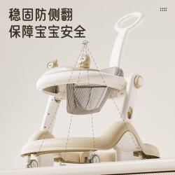 PHOENIX 学步车宝宝学步车婴儿2025款儿童学步车 咖色高配丨餐盘+脚垫+音乐+推把