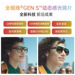 依视路 防蓝光 镜片+镜框  依视路GENS变灰膜洁现片+送镜框 1.67（薄）镜片（0-800°内）