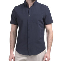 PERRY ELLIS 短袖细条纹衬衫