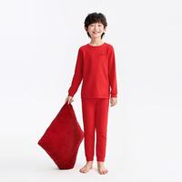 安奈儿 100%纯棉秋衣裤套装 新年红 170 儿童保暖内衣