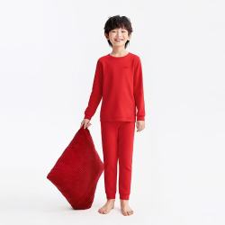 安奈儿 100%纯棉秋衣裤套装 新年红 170 儿童保暖内衣