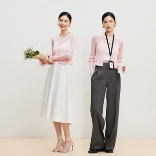 VERO MODA 326225001 喇叭袖开衫短袖T恤 博粉 L