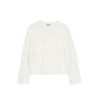 VERO MODA 女新款微透露肤罗纹袖口简约宽松针织衫 蜜乳白