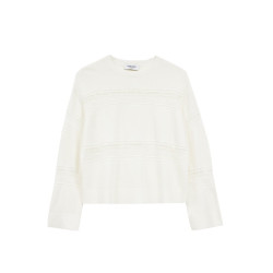 VERO MODA 女新款微透露肤罗纹袖口简约宽松针织衫 蜜乳白