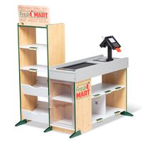 Melissa & Doug 玩具-角色扮演套装 适合3-7岁 杂货主题 木质杂货店,银行卡,招牌,7个货架夹子,7个货架标签,组装说明