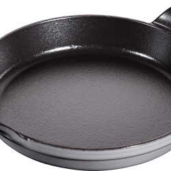 STAUB 珐宝 1004110 可叠放砂锅盘，圆形（20 厘米，0.75 升，砂锅盘内有哑光黑色珐琅）石墨灰色