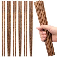 10 双木制筷子,可重复使用的日本筷子中国*未上漆筷子适用于亚洲餐具筷子,25 厘米,寿司防滑棒