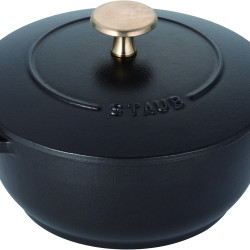 STAUB 珐宝 珐琅铸铁炖锅 黑色 S 16cm 双手柄铸铁锅 搪瓷锅 IH对应【日本正规商品】Wa-NABE 40501-000