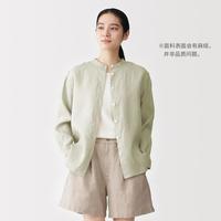 無印良品 MUJI 女式汉麻水洗立领长袖衬衫