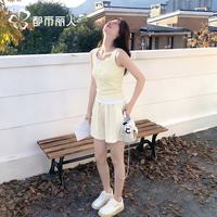 都市丽人 假两件背心运动套装女2026新款夏季冰丝防晒短裤中学生两件套穿搭