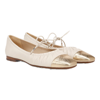 Sam Edelman MORGAN 法式玛丽珍鞋 方头平底 白色/金色 35.5