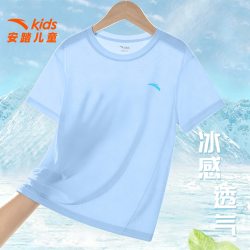 安踏 童装儿童速干t恤短袖夏季新款休闲冰丝透气中大童半袖运动衣