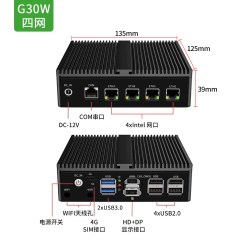 倍控 G30四网四核软路由N150 4G 5G网关12代四核工控机迷你主机嵌入式电脑无风扇静音多网卡n100 j6412双串口