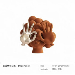 艾格辰 抽象人物雕塑客厅奶油风摆设