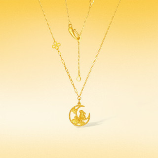 周六福 明月花意黄金项链 足金999吊坠 计价A0613919 约4.21g