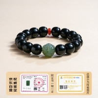 周大生 和田玉瑞兽青玉手串 老型珠 七夕礼物