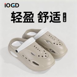 IQGD 洞洞鞋夏季外穿防滑情侣同款沙滩鞋软底增高包头男士大码凉拖