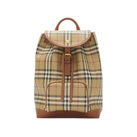BURBERRY 经典格纹设计磁扣抽绳开合聚氨酯双肩包 81097971