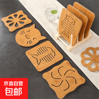 京喜自营-专用品牌 创意木质茶杯垫 圆形隔热垫 9cm*9cm