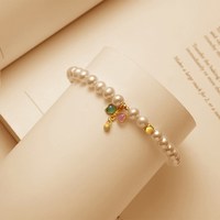 珍珠手链女999足金黄金方糖天然淡水在逃公主碧玺蝴蝶结手串手饰
