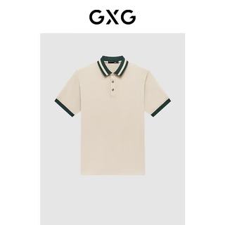 GXG 撞色领扣设计 卡其色 XL 男士Polo衫